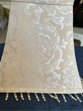 Beautiful beaded lampshade! Square top measures 5” across, bottom measures 10”